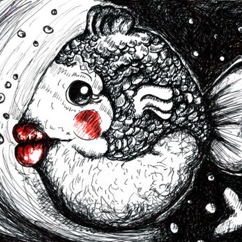 图画 标题为“Poisson Blanc” 由Karine Garelli (Reds Robin), 原创艺术品, 其他