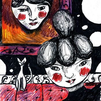 图画 标题为“Trilogie” 由Karine Garelli (Reds Robin), 原创艺术品, 其他