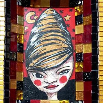 Painting titled "Un regard pas net" by Karine Garelli (Reds Robin), Original Artwork
