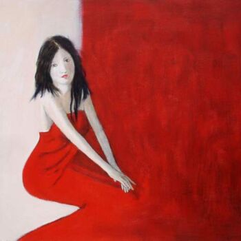 Peinture intitulée "LA FILLE EN ROUGE" par Marcel Clerc, Œuvre d'art originale, Acrylique