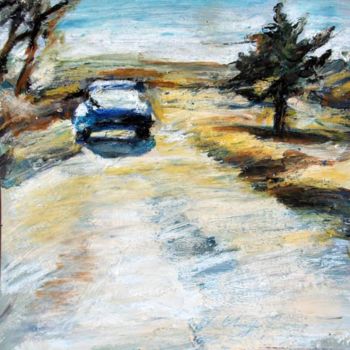 Painting titled "Blue car" by Nathalia Chipilova, Original Artwork, Acrylic