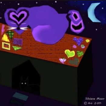 Digital Arts titled "Gata dormindo no te…" by Silviane Moon, Original Artwork, Digital Painting