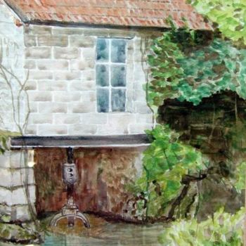Peinture intitulée "Moulin à eau" par Marian Cobos, Œuvre d'art originale