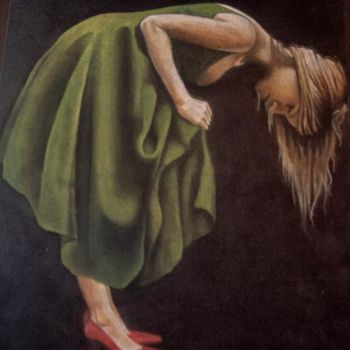 Painting titled "The girl in green" by Samantha Hayes, Original Artwork