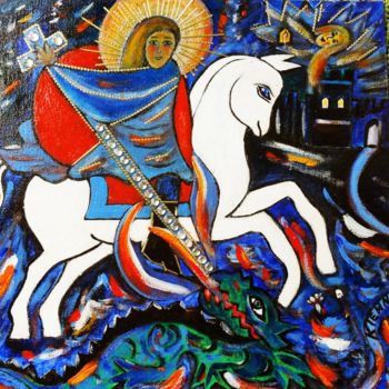 Painting titled "Saint George" by Georg Kiehn, Original Artwork