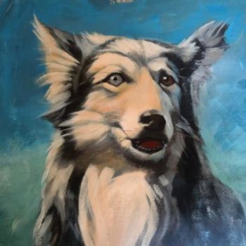 Painting titled "одноглазая собака o…" by Paulus Hoffman, Original Artwork, Oil
