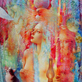 Peinture intitulée "Bird of Happiness f…" par Valeriy Kot, Œuvre d'art originale, Huile