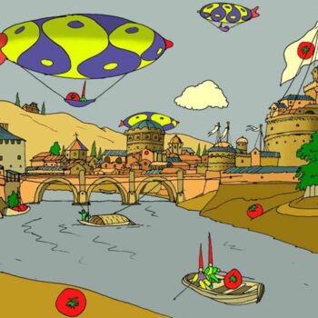 Картина под названием "Castel del Angelo" - Rob Arbouw, Подлинное произведение искусства, Масло
