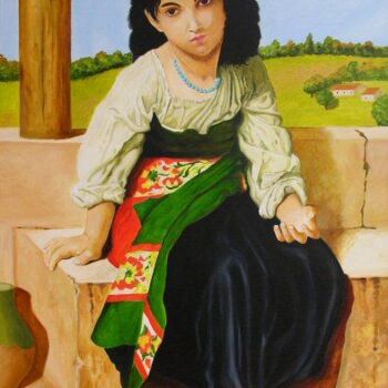 Peinture intitulée "la petite mendiante…" par Giuliano Bianchetti, Œuvre d'art originale, Huile