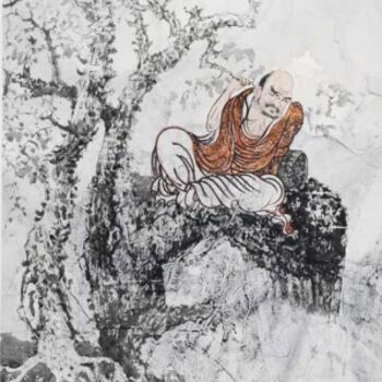 Pittura intitolato "张东林人物画：知足常乐图" da Dong Lin Zhang, Opera d'arte originale, Olio