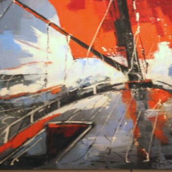 Peinture intitulée "Tempête sur le "Ven…" par Jacky Dumergue, Œuvre d'art originale, Huile