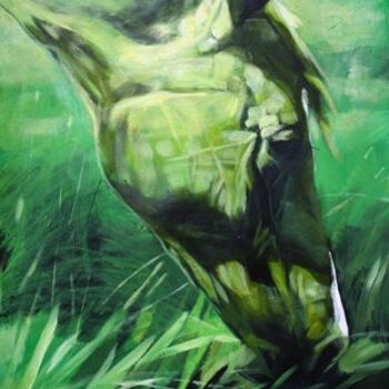 Painting titled "green horse" by Paulus Hoffman, Original Artwork