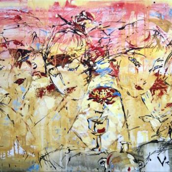 Malerei mit dem Titel "Red rose from the g…" von Oksana Veber, Original-Kunstwerk, Öl