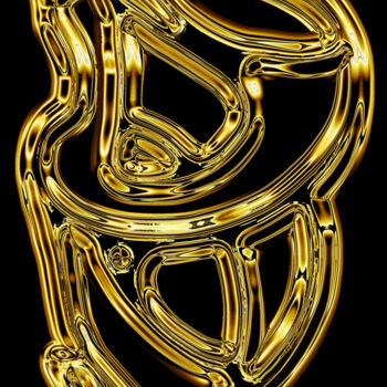 Digitale Kunst getiteld "Abstract form (gold…" door Lia Chechelashvili, Origineel Kunstwerk, 2D Digital Work