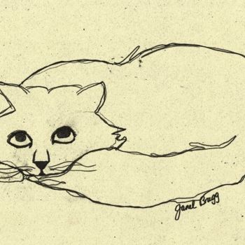 Painting titled "Thomas the Cat" by Janel Bragg, Original Artwork