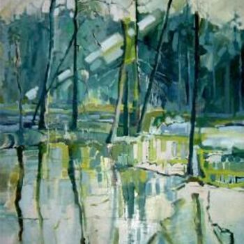 Peinture intitulée "La forêt bleu" par Catherine Suchocka, Œuvre d'art originale
