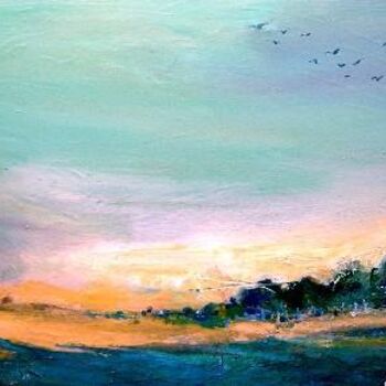 Peinture intitulée "Au coucher du soleil" par Catherine Suchocka, Œuvre d'art originale