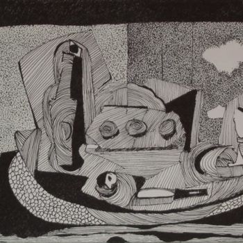 Peinture intitulée "scène d'intérieur" par Evelyne Hervé, Œuvre d'art originale