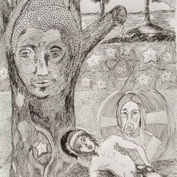 Peinture intitulée "l'éveil" par Evelyne Hervé, Œuvre d'art originale
