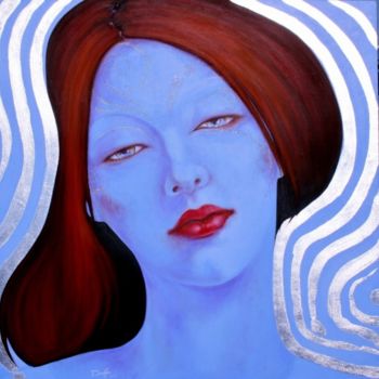 Schilderij getiteld "BLUE IS A RED HEAD" door Chris Duffy Art, Origineel Kunstwerk