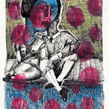 Tekening getiteld "deux Heures à Tuer" door Patrick Jannin, Origineel Kunstwerk, Anders
