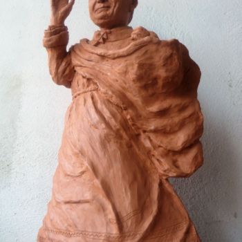 Sculpture intitulée "Jean Paul II" par Térégia, Œuvre d'art originale