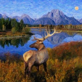 Photographie intitulée "Elk at Grand Tetons…" par David Glotfelty, Œuvre d'art originale, Photographie numérique
