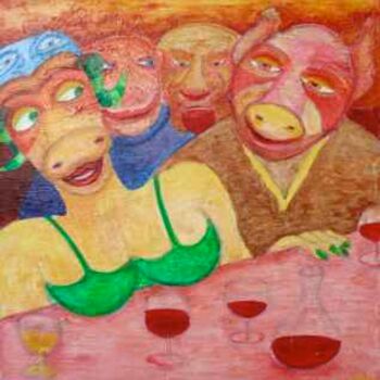 Painting titled "Bêtes de Bar" by Gerrit Gerard Visser, Original Artwork