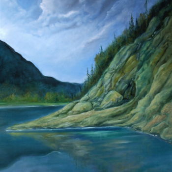Peinture intitulée "Paysage Bleu" par Guy Benson, Œuvre d'art originale, Huile