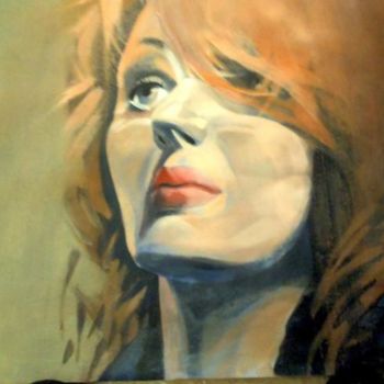 Pittura intitolato "head on a light bac…" da Paulus Hoffman, Opera d'arte originale, Olio