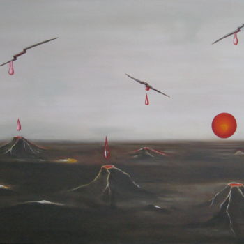 Pintura intitulada "" Haut débit "" por Martial Dumoulin, Obras de arte originais, Óleo Montado em Armação em madeira