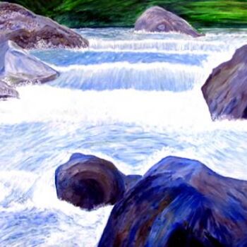 数字艺术 标题为“The Flowing water.” 由Sesha, 原创艺术品, 油