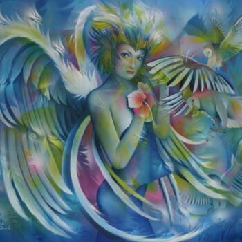 Ζωγραφική με τίτλο "vers la sagesse" από Jeannette Guichard-Bunel, Αυθεντικά έργα τέχνης