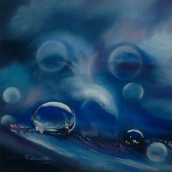 Painting titled "Blue droplet" by Koki, Original Artwork, Oil