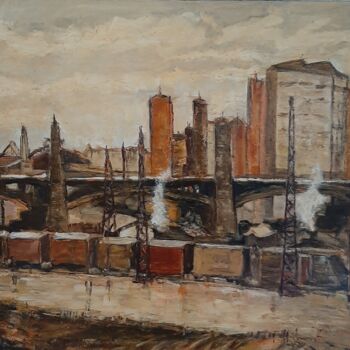 "Le Train" başlıklı Tablo Jeanne-Marie Delbarre tarafından, Orijinal sanat, Akrilik Ahşap Sedye çerçevesi üzerine monte edil…