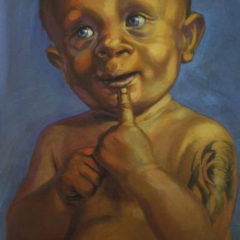Peinture intitulée "boy with tattoo" par Paulus Hoffman, Œuvre d'art originale, Huile
