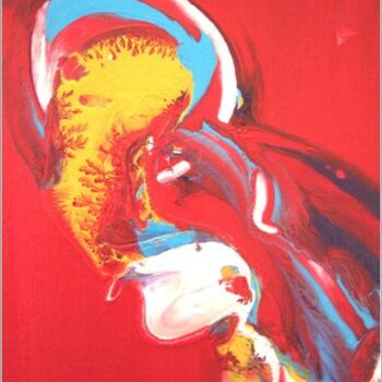 Peinture intitulée "Red 06" par Delphine Bernard, Œuvre d'art originale