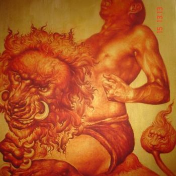 Painting titled "Cannot stop" by Nipon Jungkina, Original Artwork, Oil
