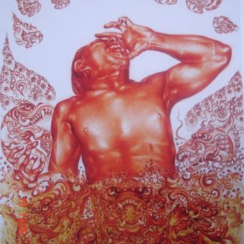 Painting titled "Pain 2" by Nipon Jungkina, Original Artwork, Oil
