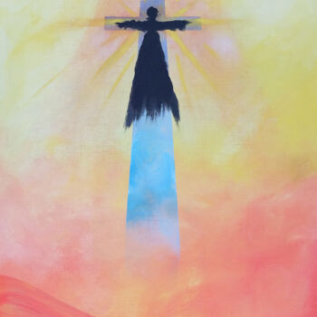 Painting titled "LA CROIX BLEUE" by Jean-Marc Philippe (Jimpy), Original Artwork, Oil
