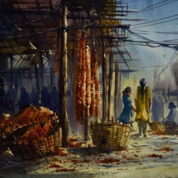 Painting titled "Hyderabad_gudimalka…" by Kishore Singh, Original Artwork, Oil