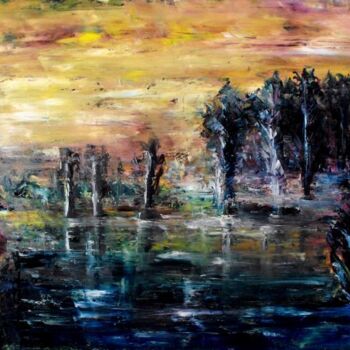 Peinture intitulée "Près de l'étang" par Pierre-Paul Marchini, Œuvre d'art originale, Huile