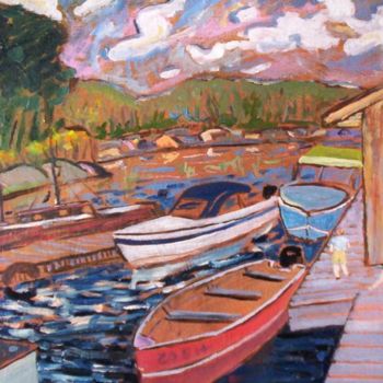 Peinture intitulée "LAKE SCENE" par Alan Embrée Osler, Œuvre d'art originale, Huile
