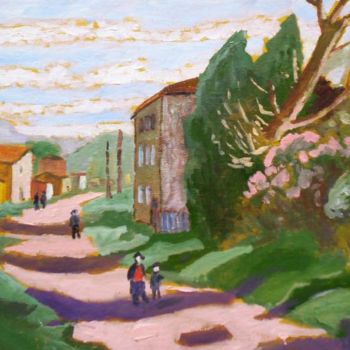 Peinture intitulée "Village" par Alan Embrée Osler, Œuvre d'art originale, Huile
