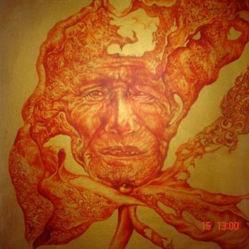 「Time and body 2」というタイトルの絵画 Nipon Jungkinaによって, オリジナルのアートワーク, オイル