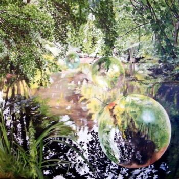 Peinture intitulée "SERENITE" par Manu Surreabulliste, Œuvre d'art originale, Huile Monté sur Châssis en bois