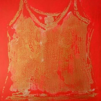 Peinture intitulée "Red gold undershirt…" par Nathalia Chipilova, Œuvre d'art originale, Acrylique