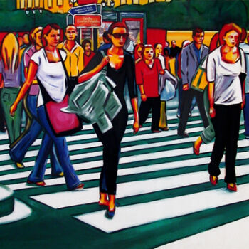 Peinture intitulée ""Walking in Paris"" par Elizabeth, Œuvre d'art originale, Acrylique Monté sur Châssis en bois