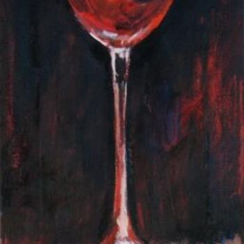Peinture intitulée "Verre de vin rouge…" par Nathalia Chipilova, Œuvre d'art originale, Huile