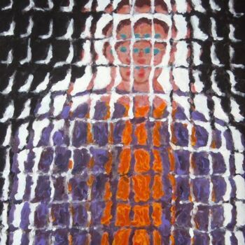 Painting titled "Figura su sfondo bi…" by Paolo Avanzi, Original Artwork, Oil